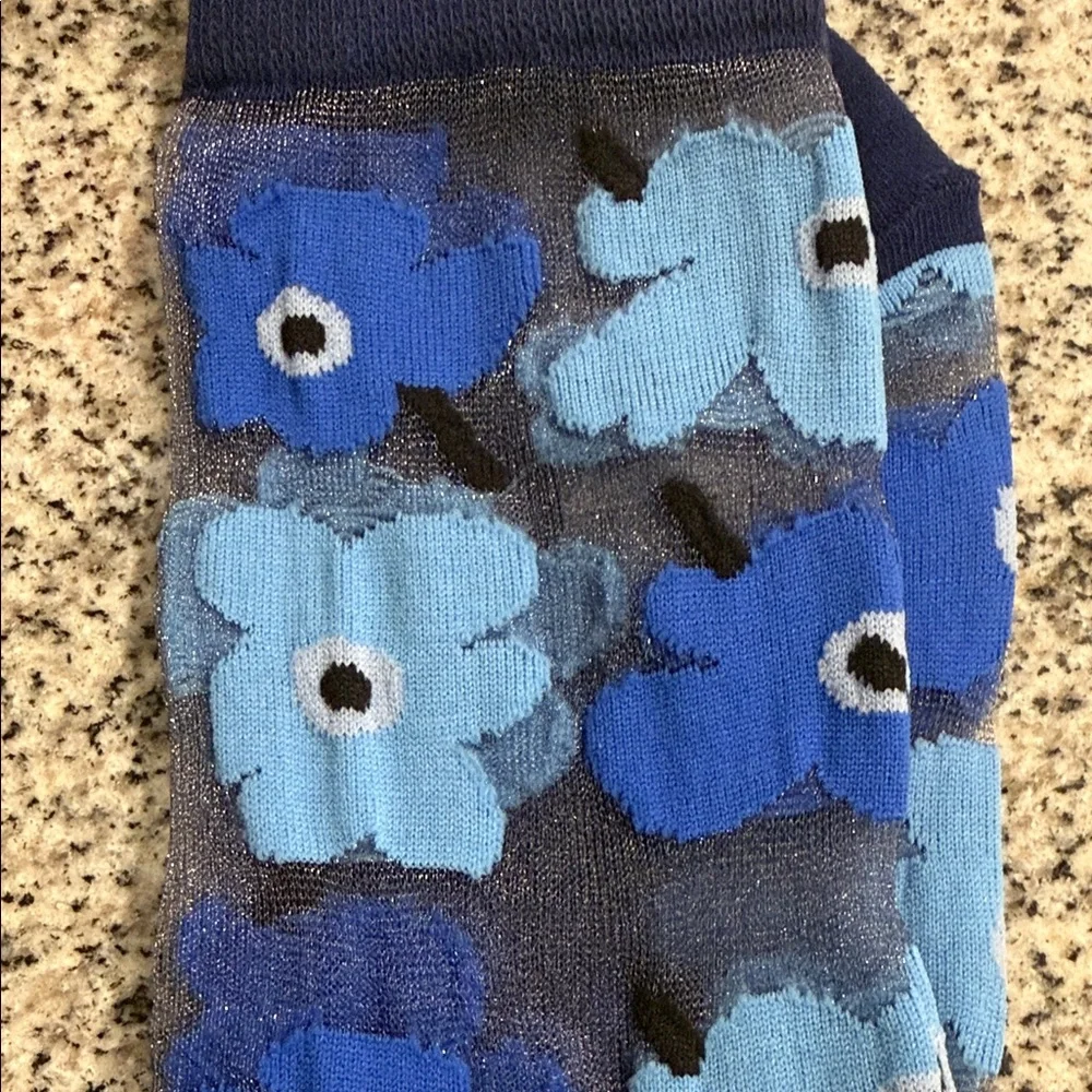 Marimekko Navy and Blue Floral Women’s Socks - Picture 3 of 3